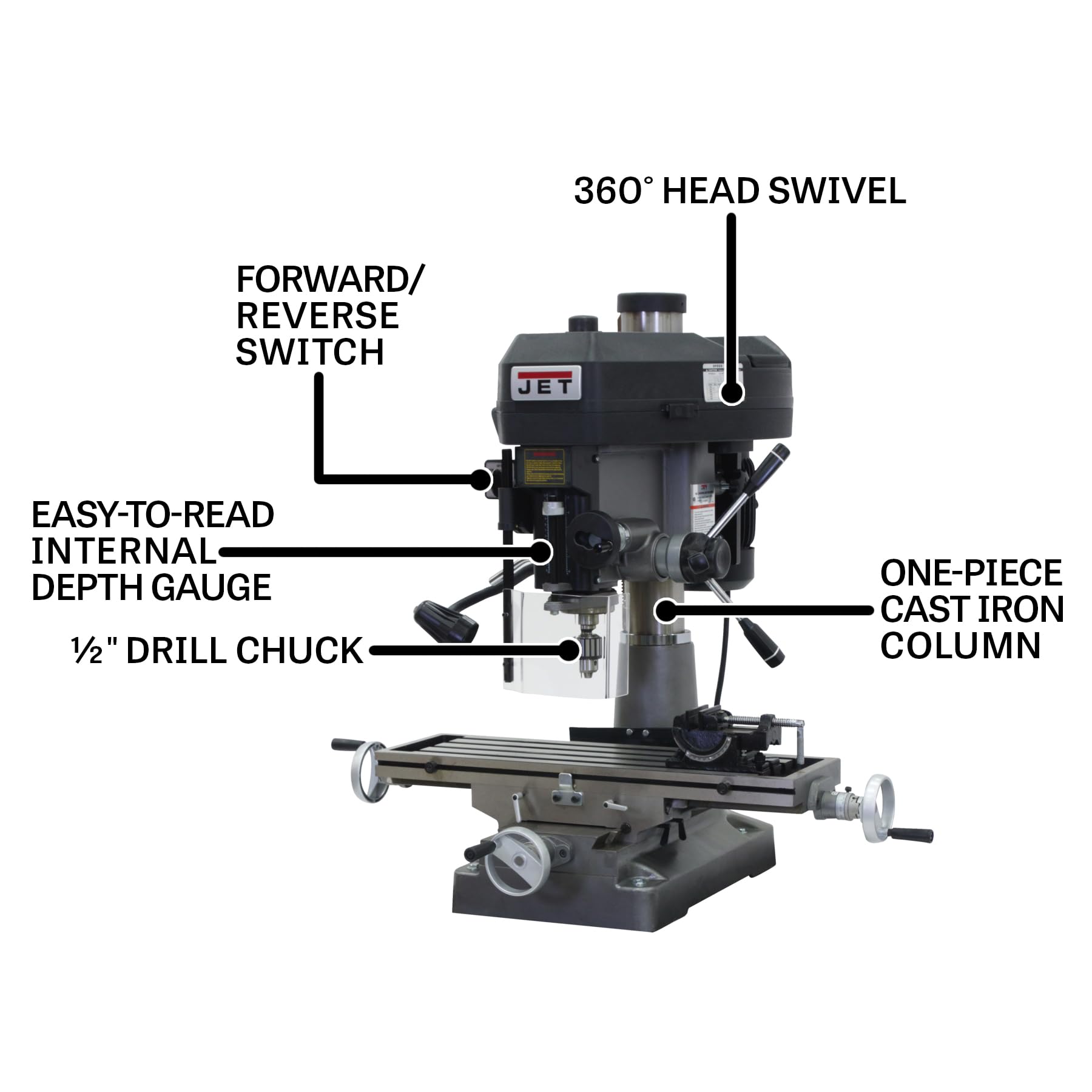 JET 18-Inch Mill Drill Machine, 2 HP, 115/230V 1Ph (Model JMD-18) 6 JET 18-Inch Mill Drill Machine, 2 HP, 115/230V 1Ph (Model JMD-18)