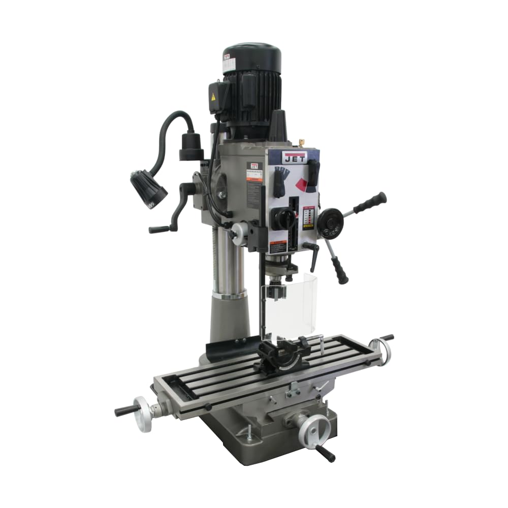 JET Geared Head Mill Drill, Newall NMS800 2-Axis DRO, X-Axis Powerfeed, 1-1/2 HP, 115/230V 1Ph (Model JMD-40GH)