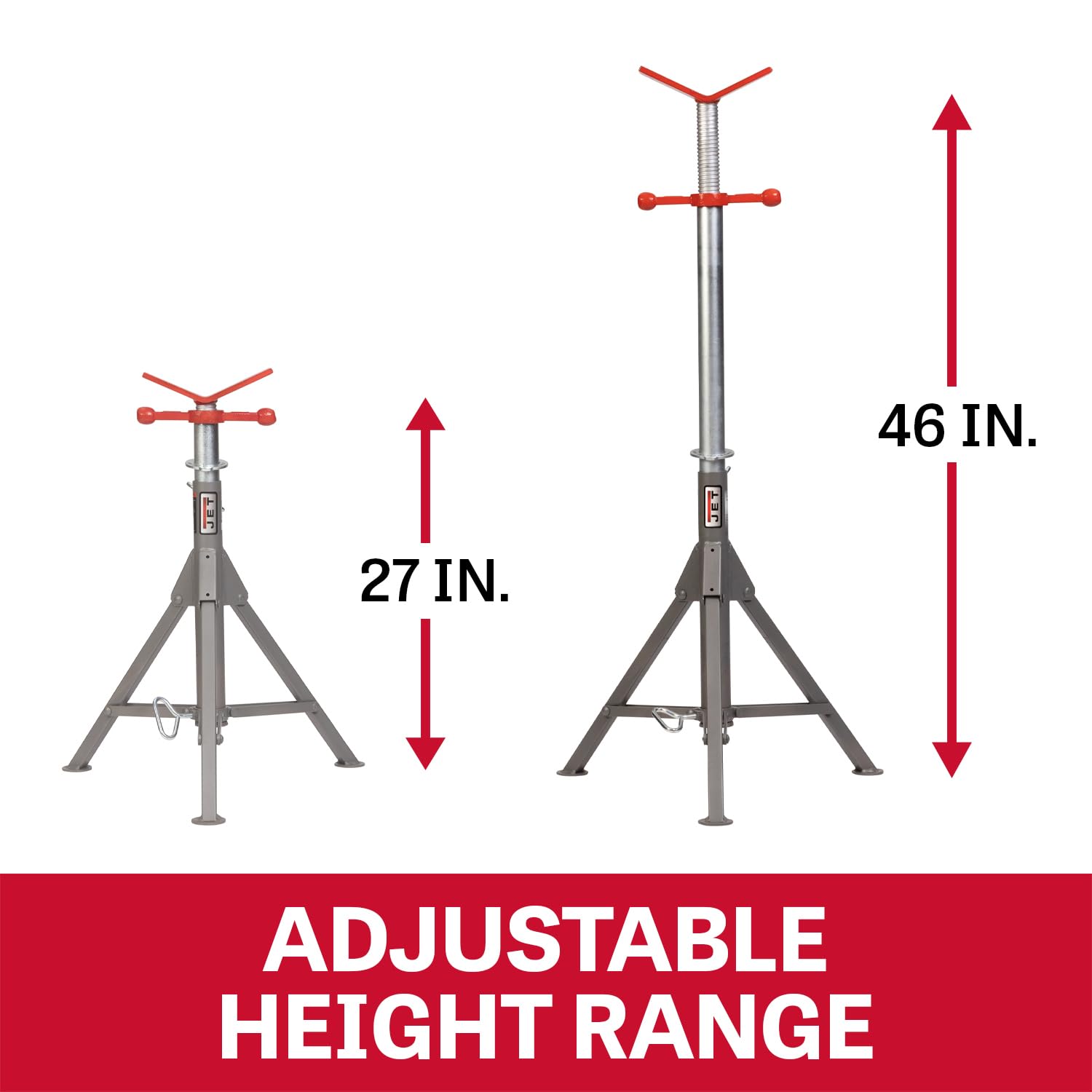 Jet Folding Pipe Jack Stand, 2500 Lb. Capacity (JPJ-FLD-V)