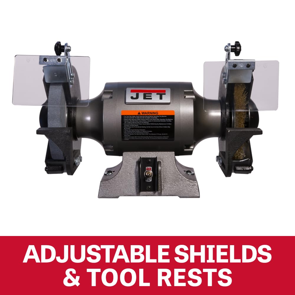 JET 8-Inch Bench Grinder with Wire Wheel, 3450 RPM, 1 HP, 115V 1Ph (JBG-8W) 4 JET 8-Inch Bench Grinder with Wire Wheel, 3450 RPM, 1 HP, 115V 1Ph (JBG-8W)