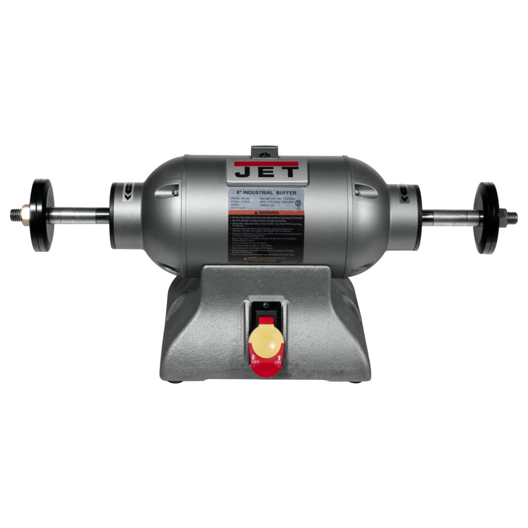 JET 8-Inch Industrial Buffer, 3600 RPM, 1 HP, 115V 1Ph (Model IBG-8SSB)