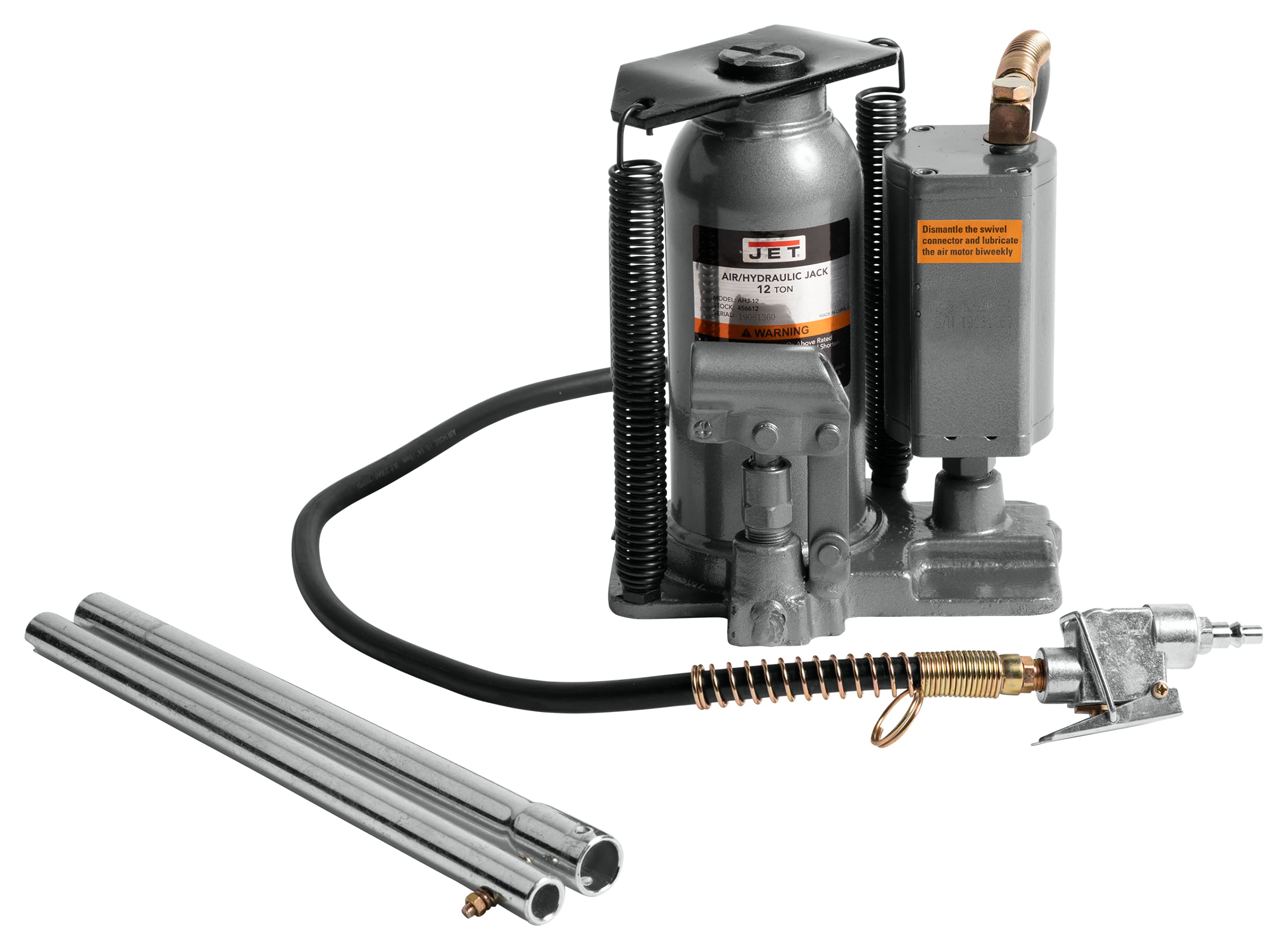 JET 12-Ton Air/Hydraulic Bottle Jack (AHJ-12)