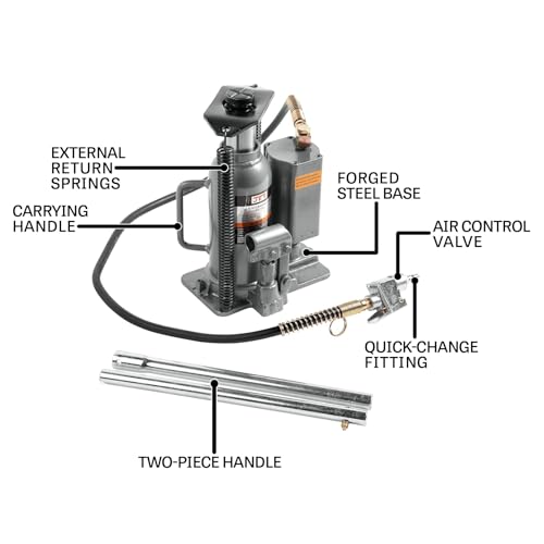JET 12-Ton Air/Hydraulic Bottle Jack (AHJ-12)