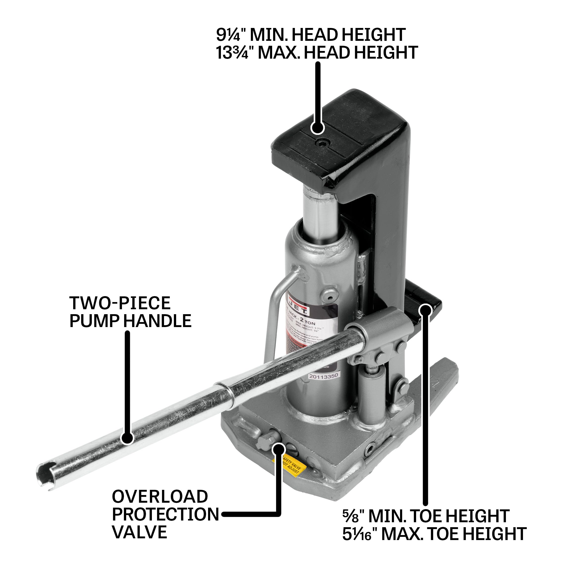 JET 2-Ton Hydraulic Toe Jack (Model JTJ-2ST) 2 JET 2-Ton Hydraulic Toe Jack (Model JTJ-2ST)