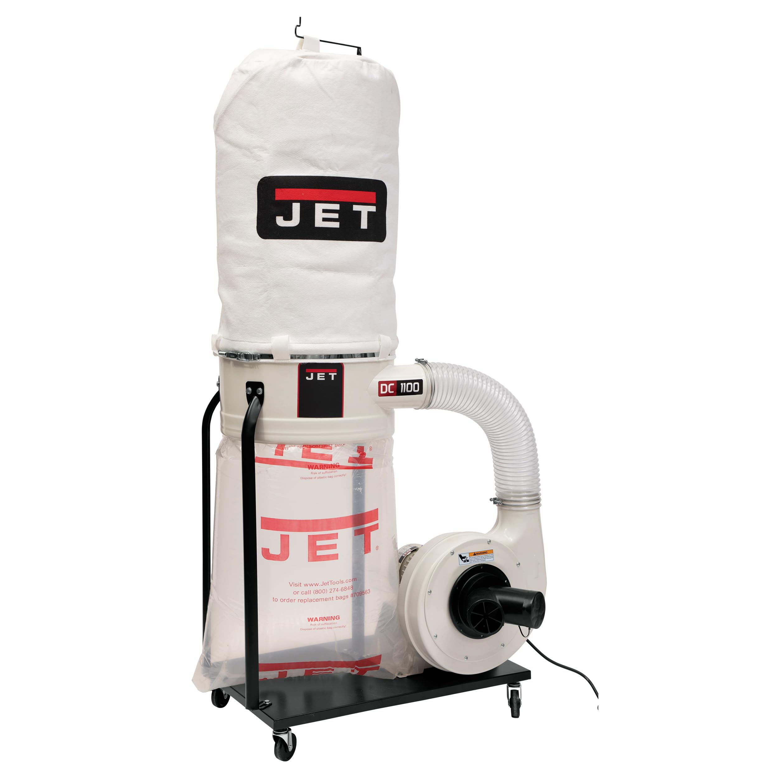 JET Vortex Cone Dust Collector, 5-Micron Bag Filter, 1-1/2 HP, 115/230V 1Ph (DC-1100VX-5M)