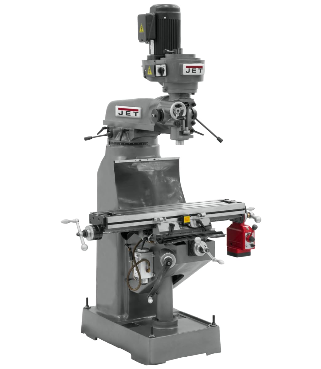 JET Step Pulley Milling Machine, X-Axis Powerfeed, 1-1/2 HP, 115/230V (Model JVM-836-1)
