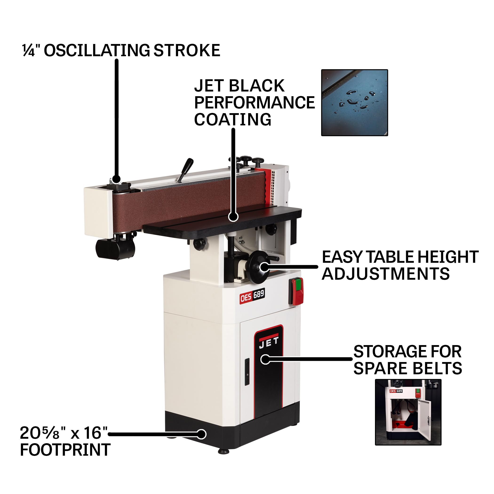 JET Black 6" x 89" Oscillating Edge Sander, 1-3/4 HP, 115/230V 1Ph (Model OES-689-BLK) 8 JET Black 6" x 89" Oscillating Edge Sander, 1-3/4 HP, 115/230V 1Ph (Model OES-689-BLK)