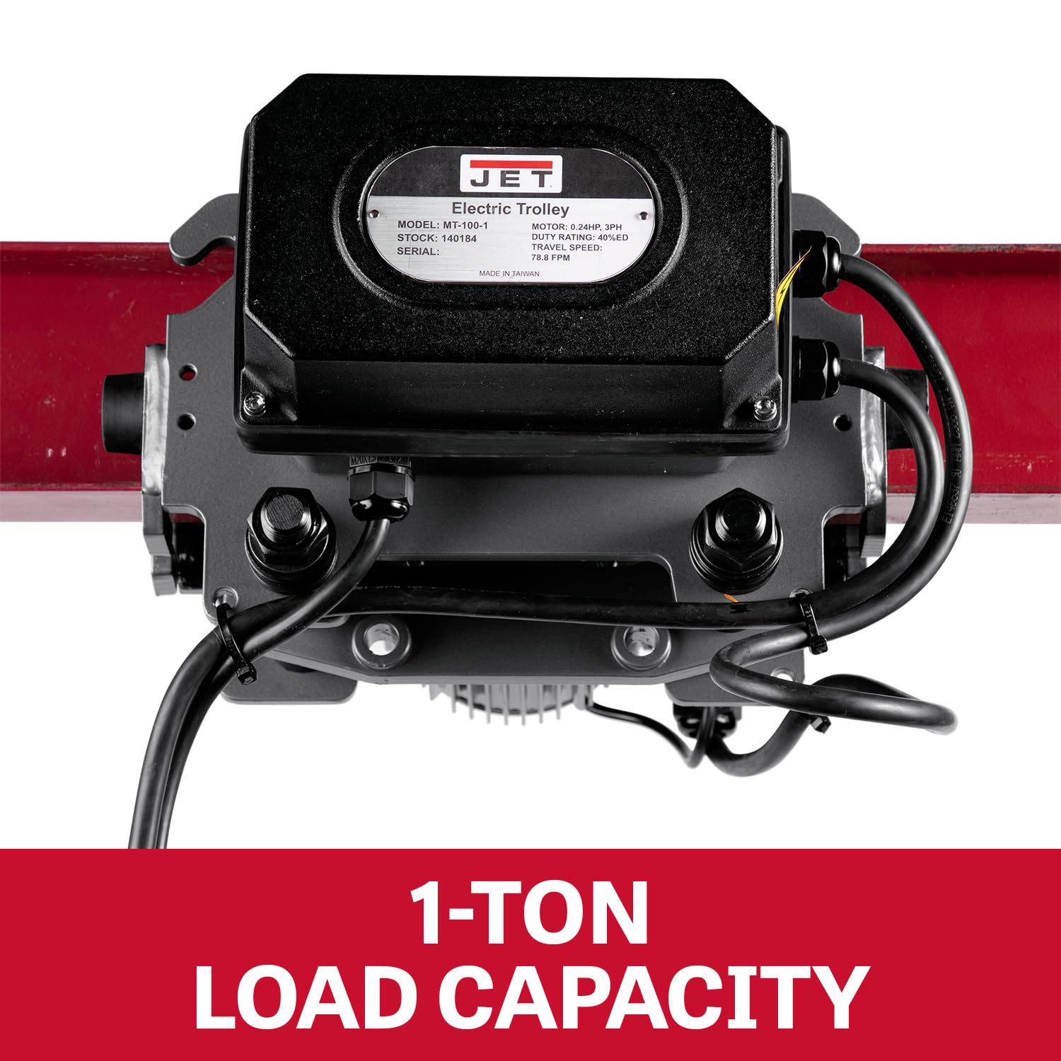 JET 1-Ton Two-Speed Electric Trolley, 0.05/0.24 HP, 3Ph 460V (Model MT100-4) 2 JET 1-Ton Two-Speed Electric Trolley, 0.05/0.24 HP, 3Ph 460V (Model MT100-4)