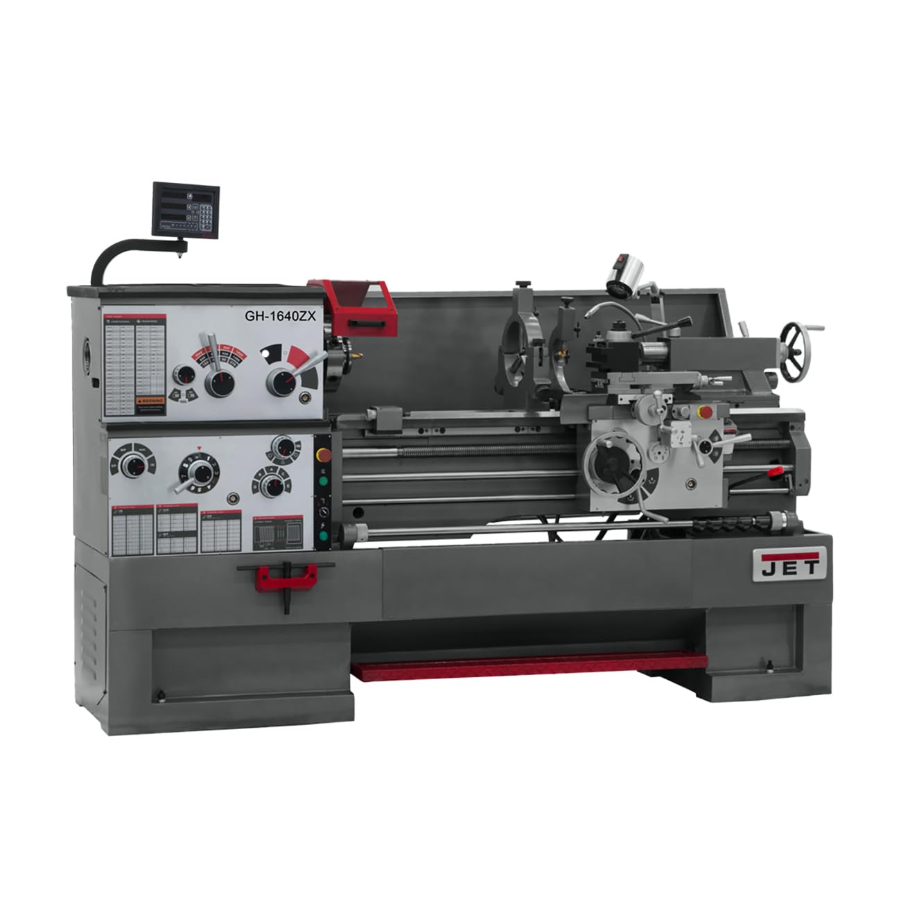 JET 16" x 40" Geared Head Metal Lathe, Newall NMS800 DRO, Taper Attachment, 230/460V 3Ph (Model GH-1640ZX) 1 JET 16" x 40" Geared Head Metal Lathe, Newall NMS800 DRO, Taper Attachment, 230/460V 3Ph (Model GH-1640ZX)