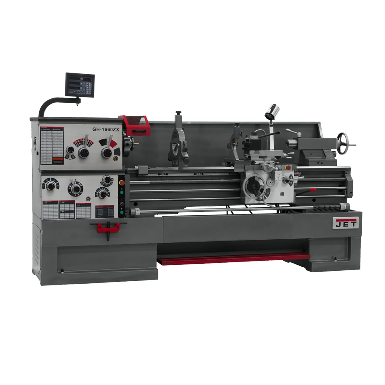 JET 16" x 60" Geared Head Metal Lathe, Newall NMS800 DRO, Taper Attachment, 230/460V 3Ph (Model GH-1660ZX) 1 JET 16" x 60" Geared Head Metal Lathe, Newall NMS800 DRO, Taper Attachment, 230/460V 3Ph (Model GH-1660ZX)