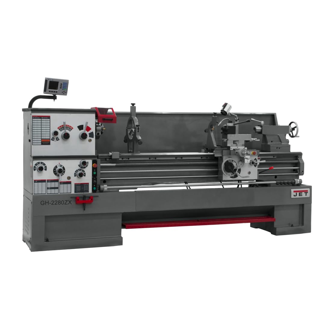 JET 22" x 80" Geared Head Metal Lathe, ACU-RITE 203 DRO, Taper Attachment, 3Ph 230/460V (Model GH-2280ZX)