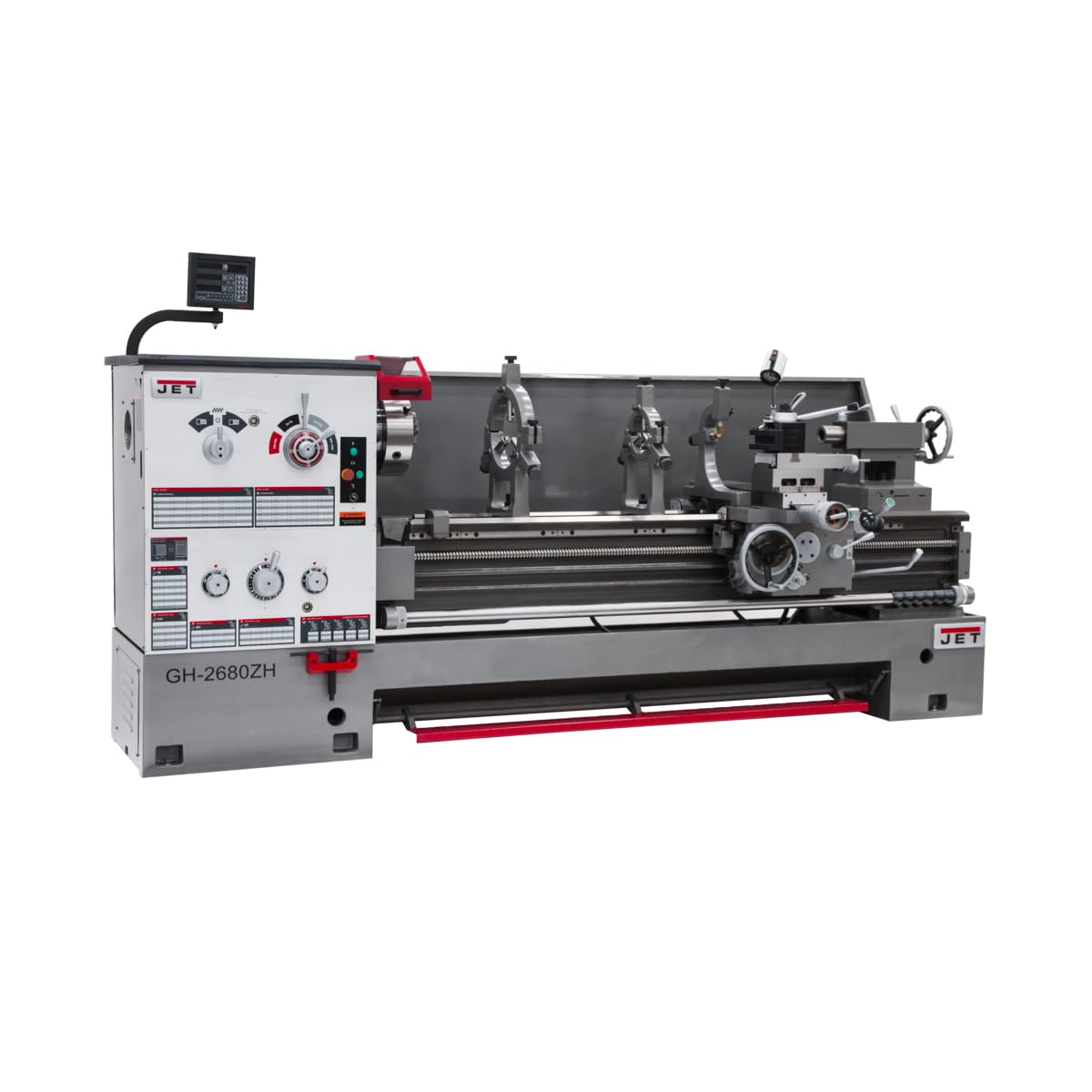 JET 26" x 80" Large Bore Lathe, Newall NMS800 DRO, 4-1/8" Spindle Bore, 230/460V 3Ph (Model GH-2680ZH) 1 JET 26" x 80" Large Bore Lathe, Newall NMS800 DRO, 4-1/8" Spindle Bore, 230/460V 3Ph (Model GH-2680ZH)