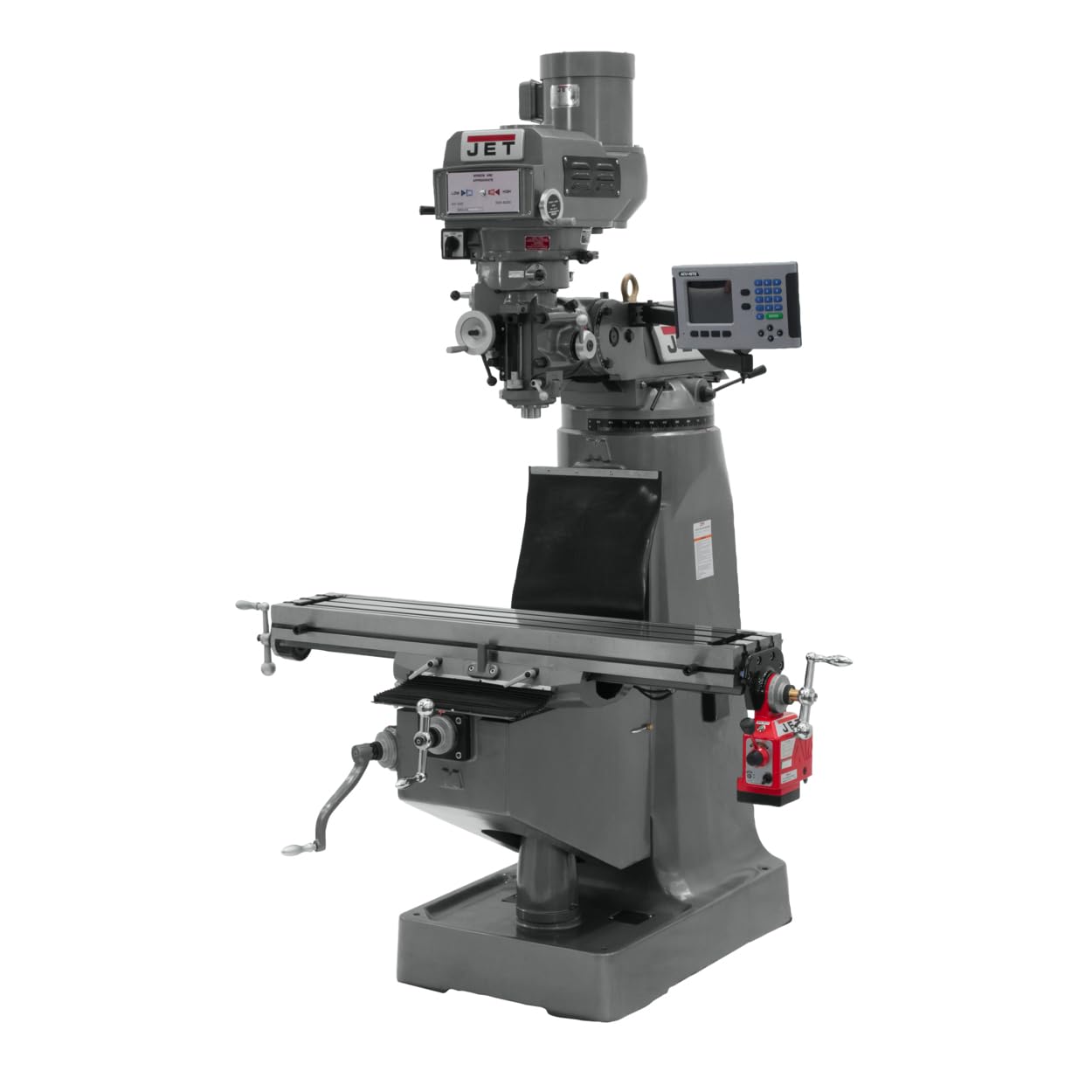 JET Variable-Speed Vertical Mill, 3-Axis ACU-RITE 203 DRO (Knee), X-Axis Powerfeed, 230/460V 3Ph (JTM-4VS)