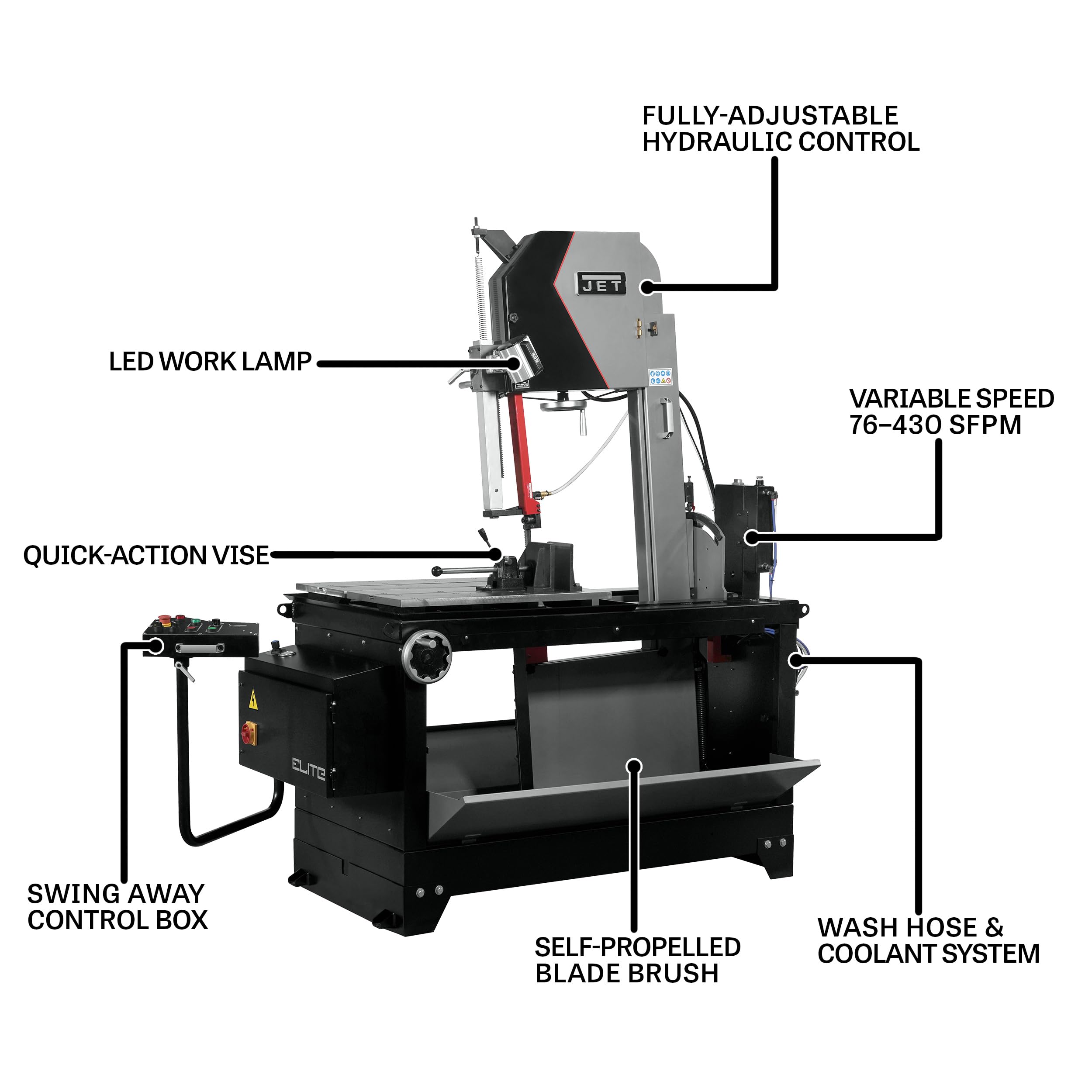 JET Elite 16-Inch EVS Vertical Tilt Frame Bandsaw, 2 HP, 460V 3Ph (EVTBS16V-460) 2 JET Elite 16-Inch EVS Vertical Tilt Frame Bandsaw, 2 HP, 460V 3Ph (EVTBS16V-460)