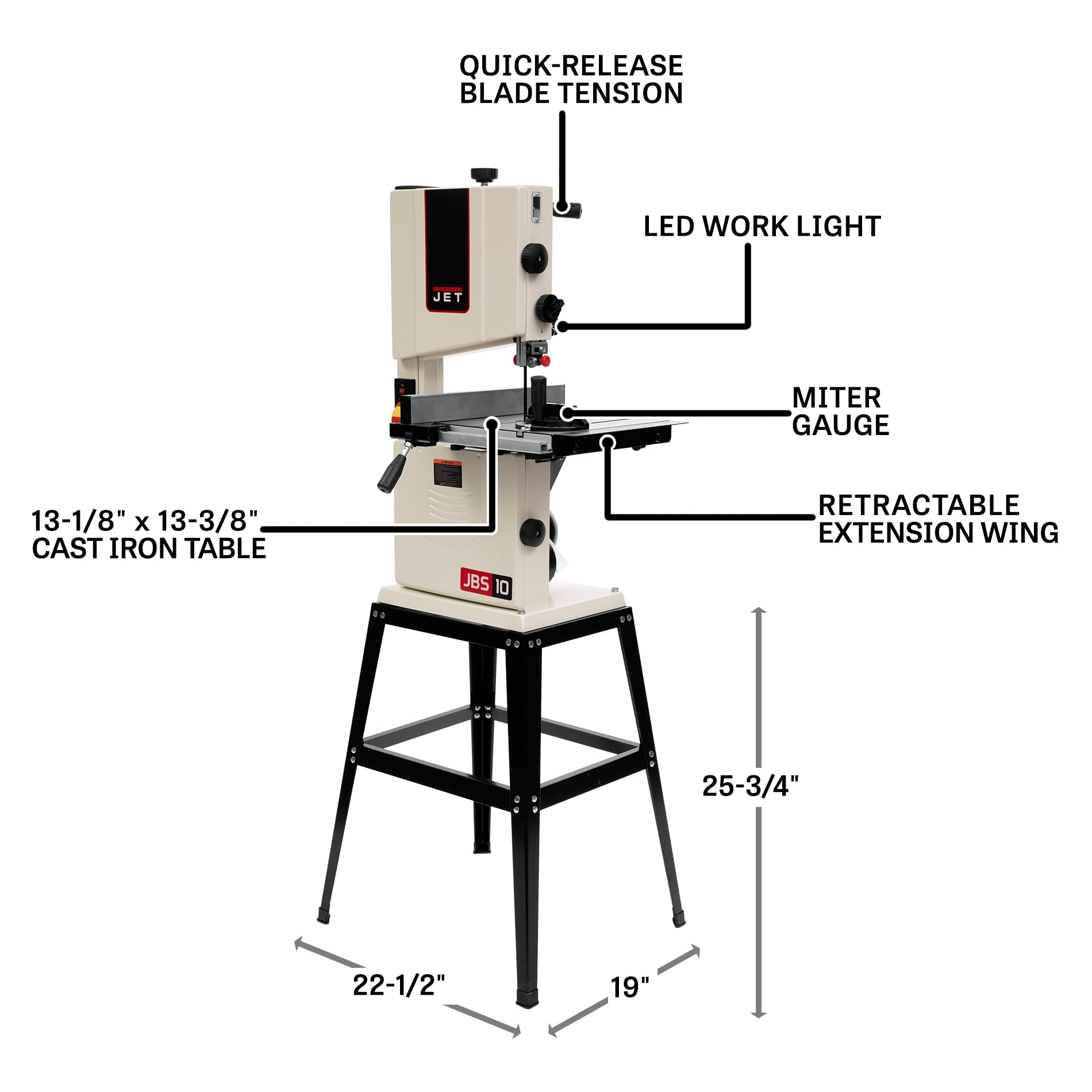 JET 10-Inch Woodworking Band Saw with Stand, 1/2 HP, 115V 1Ph (JWB-10) 11 JET 10-Inch Woodworking Band Saw with Stand, 1/2 HP, 115V 1Ph (JWB-10)