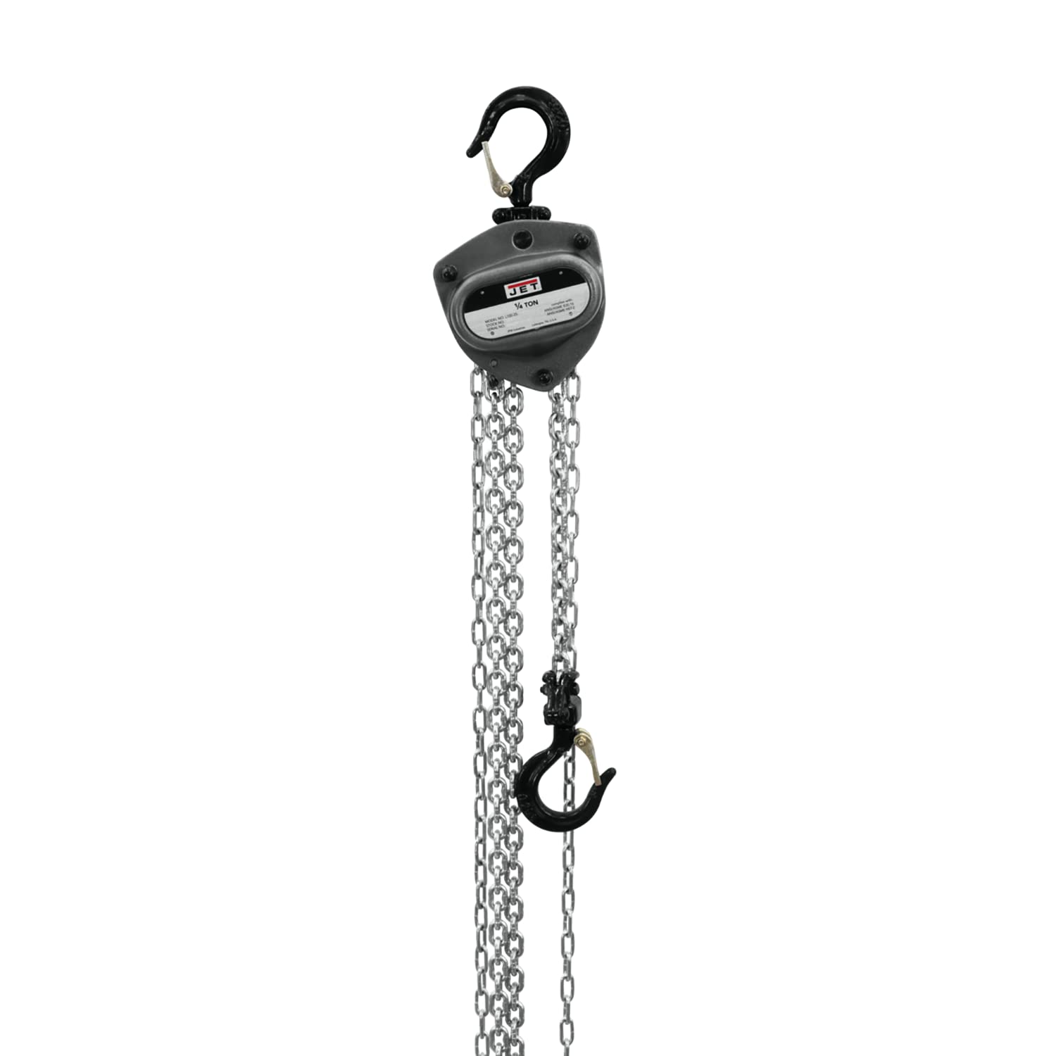 JET 1/4-Ton Hand Chain Hoist, 10' Lift, Overload Protection (L-100-250WO-10)