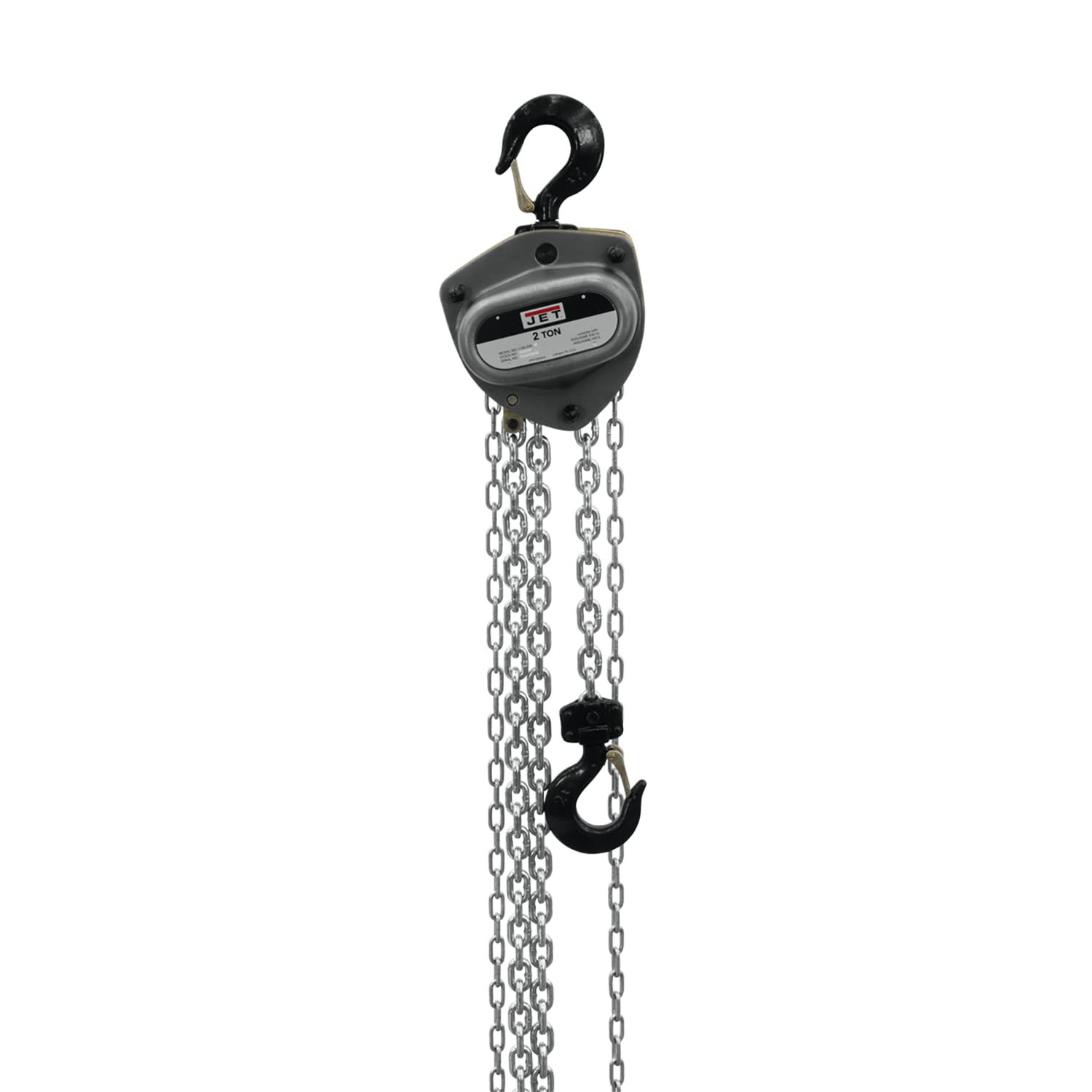 JET 2-Ton Hand Chain Hoist, 30' Lift, Overload Protection (L-100-200WO-30)