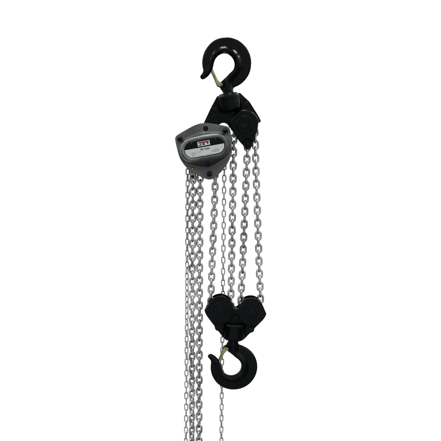 JET 10-Ton Hand Chain Hoist, 15' Lift, Overload Protection (L-100-1000WO-15)