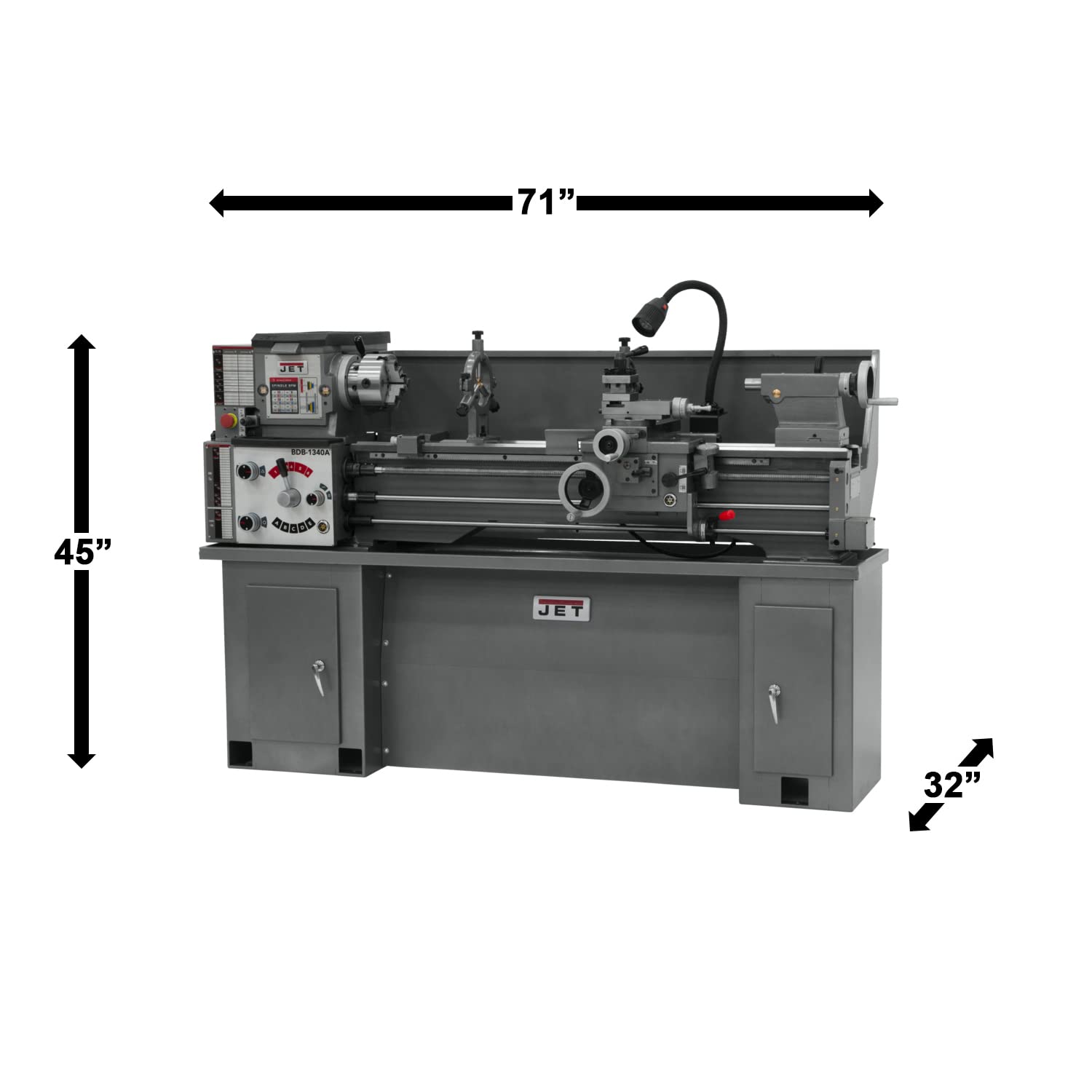 JET 13" x 40" Belt Drive Bench Lathe with Stand, 2 HP, 1Ph 230V (Model BDB-1340A)