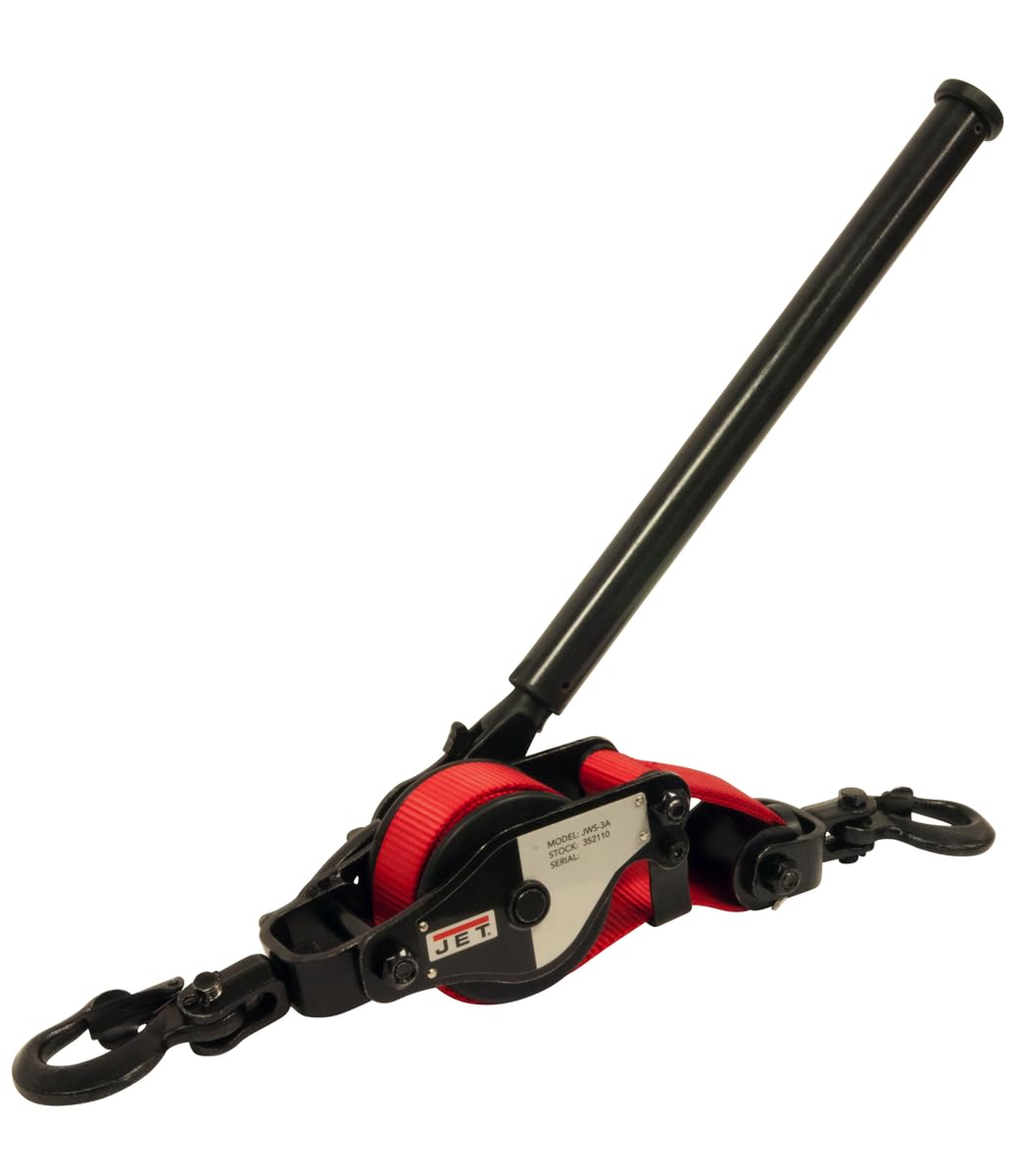JET 1-1/2-Ton Single-Pull Web Strap Puller, 10-Foot Strap (JWS-3A)