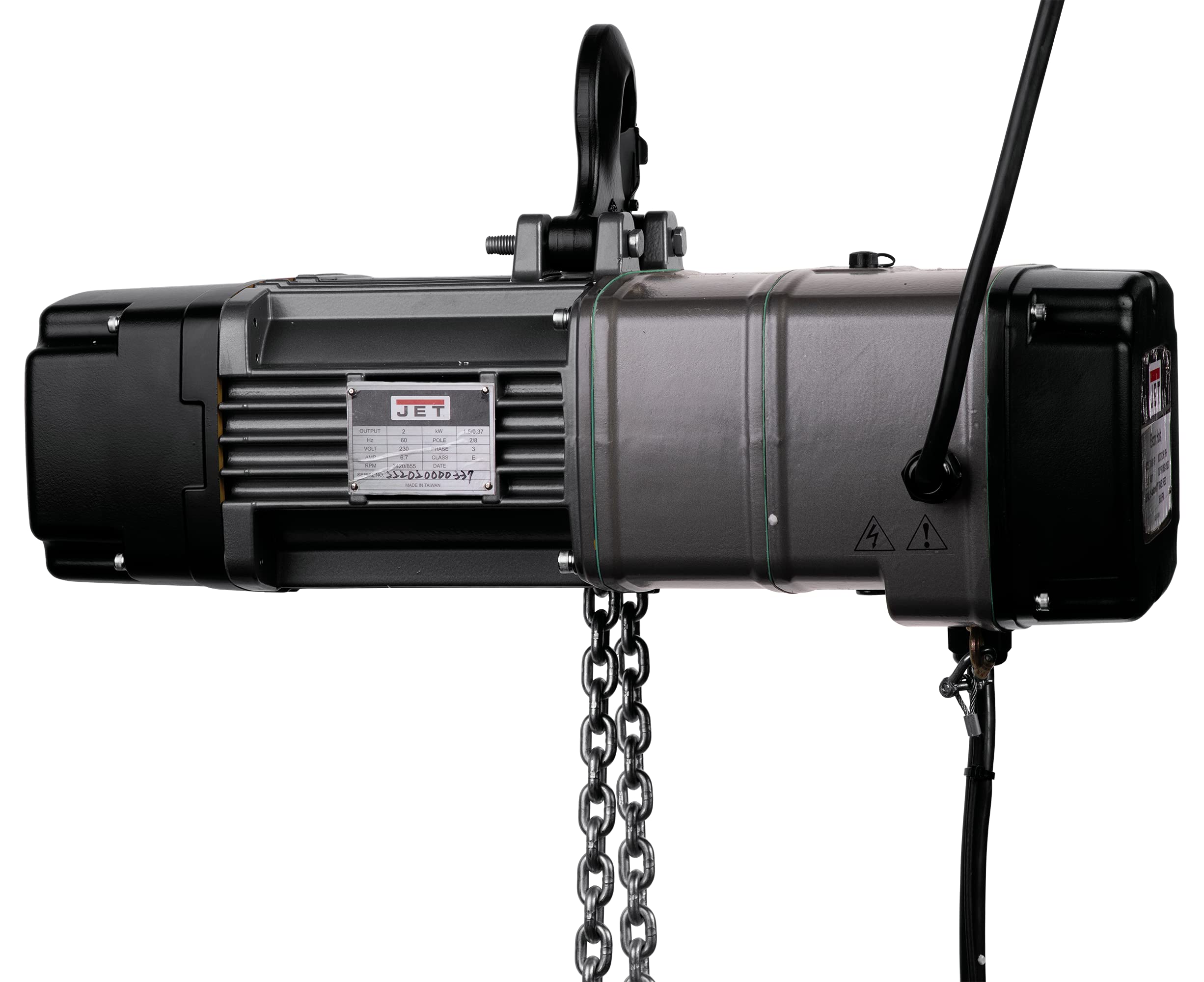JET 3-Ton Electric Chain Hoist, 10' Lift (TS300-460-010); 4-Button Pendant; 2-Speed Trolley (MT300-4) 5 JET 3-Ton Electric Chain Hoist, 10' Lift (TS300-460-010); 4-Button Pendant; 2-Speed Trolley (MT300-4)
