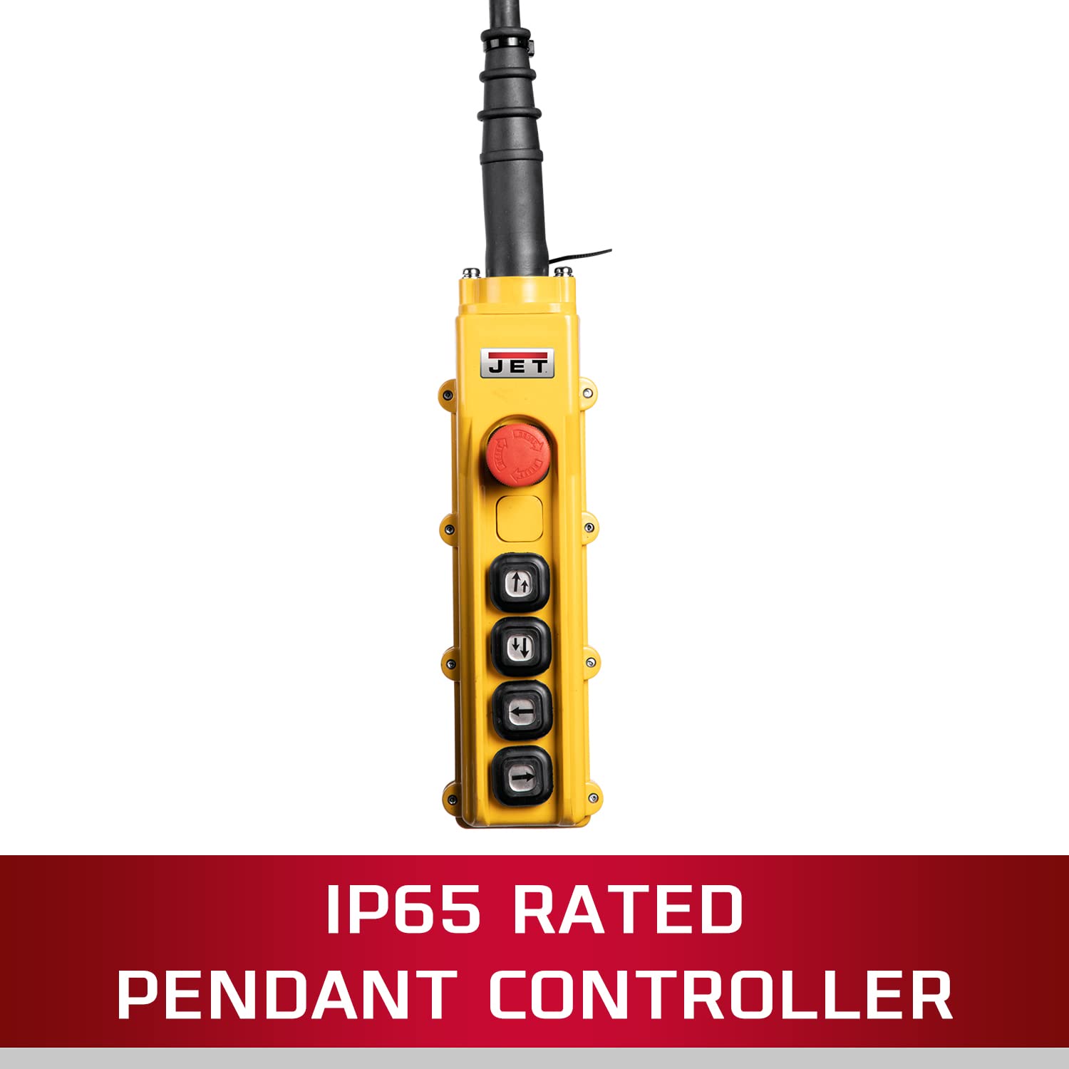 JET 5-Ton Electric Chain Hoist, 10' Lift (TS500-460-010); 4-Button Pendant; Two-Speed Trolley (MT500-4) 3 JET 5-Ton Electric Chain Hoist, 10' Lift (TS500-460-010); 4-Button Pendant; Two-Speed Trolley (MT500-4)
