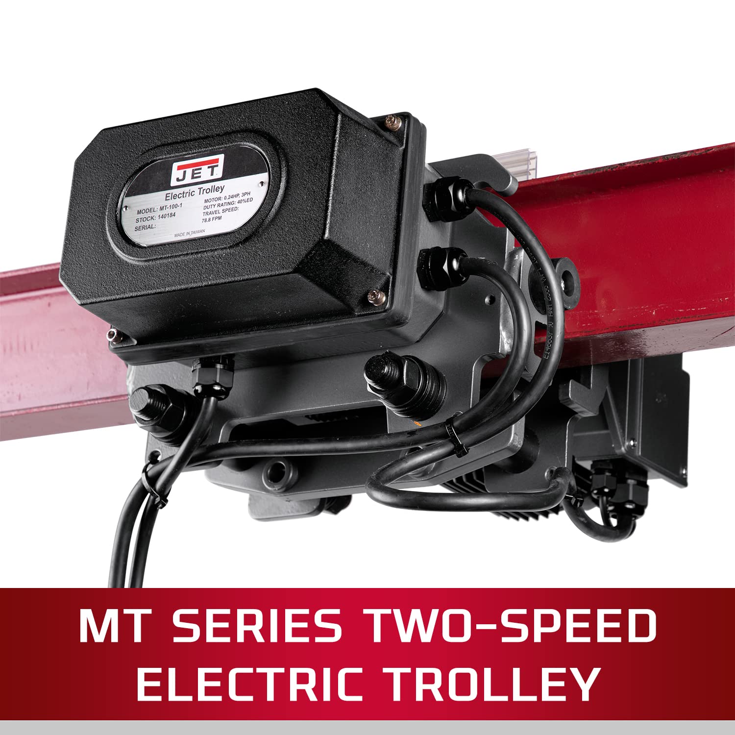 JET 5-Ton Electric Chain Hoist, 10' Lift (TS500-460-010); 4-Button Pendant; Two-Speed Trolley (MT500-4) 5 JET 5-Ton Electric Chain Hoist, 10' Lift (TS500-460-010); 4-Button Pendant; Two-Speed Trolley (MT500-4)