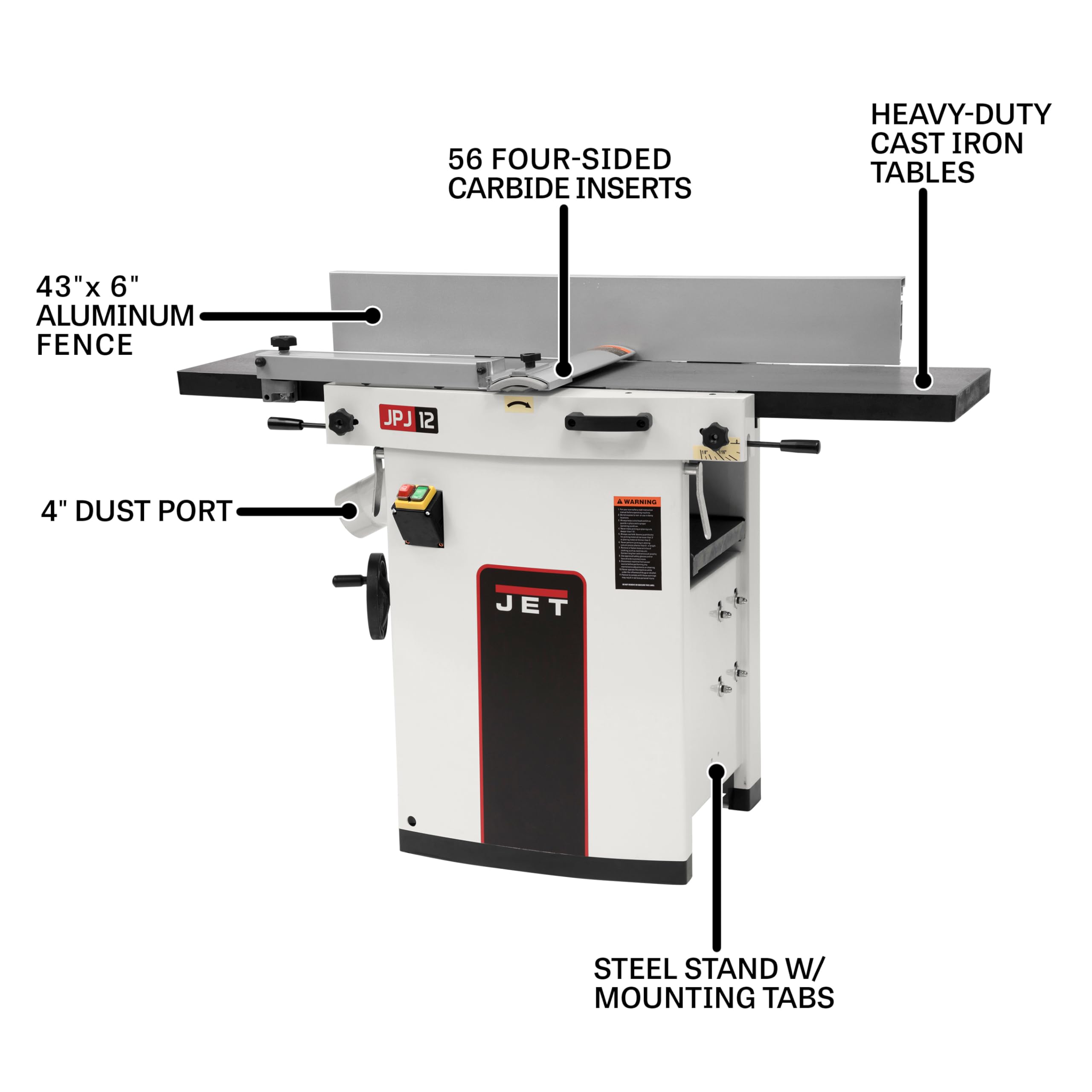 JET 12-Inch Planer/Jointer, Helical Head, 3 HP, 1Ph 230V (JJP-12HH)