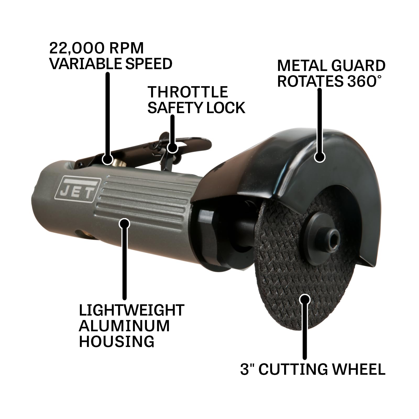 JET 3-Inch Pneumatic Cut-Off Tool, 22000 RPM (Model JAT-930)